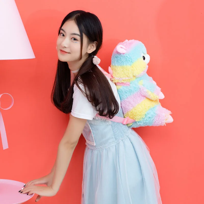 Милый Радужный плюшевый рюкзак Альпака из овчины ягненка плюшевая сумка мягкая