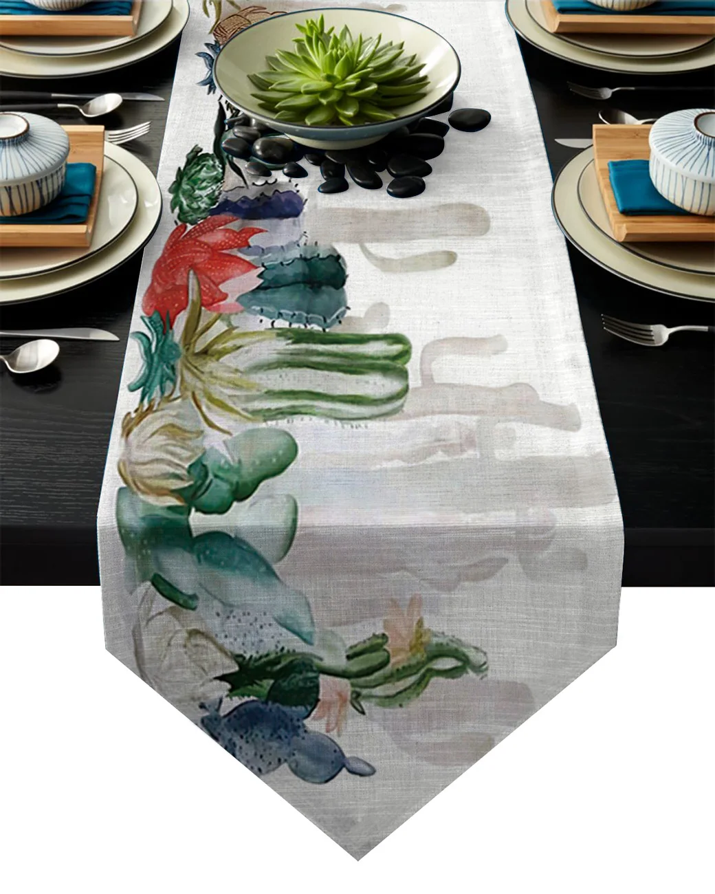 

Ink Painting Nordic Cactus Table Runner Table Flag Home Party Decorative Tablecloth Table Runners for Wedding