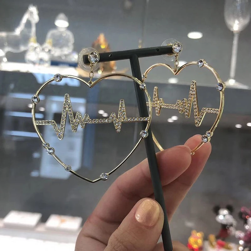 Женские серьги подвески в форме сердца с цирконом AAA|Серьги-подвески| |