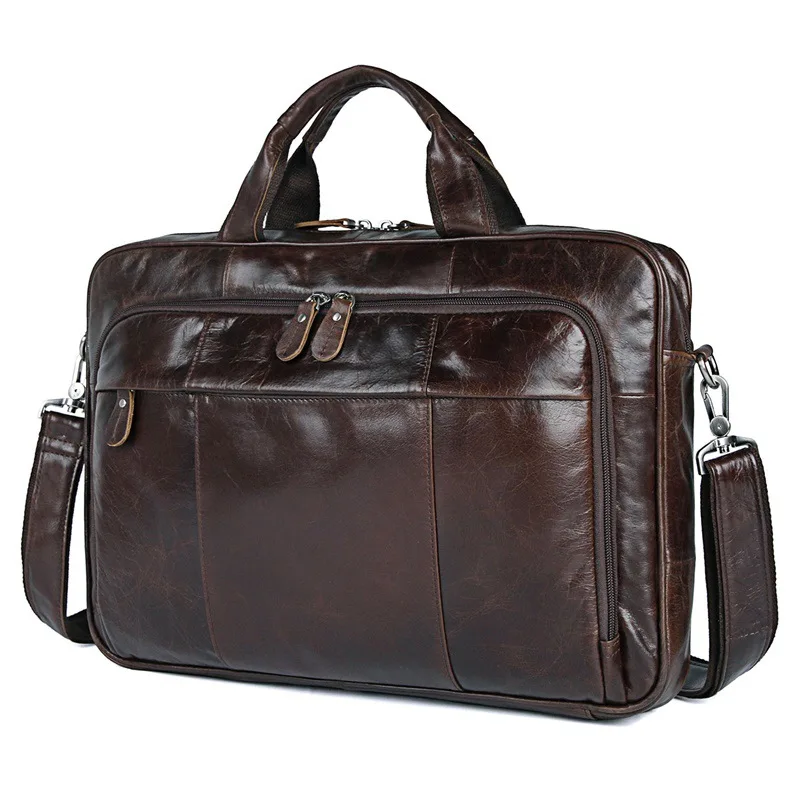 Men's Briefcase Bag Men's Genuine Leather Laptop Bag Business Tote For Document Office Portable Laptop Shoulder Bag