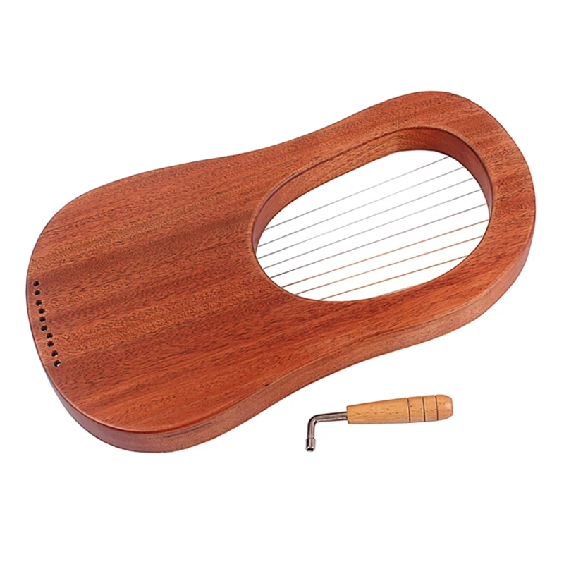 

Wooden Harp 10 String Harp Portable Small Lyre with Durable String Musical Instrument Beginner Tools Boys Girls Christmas Gift
