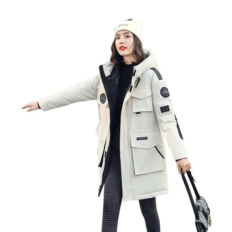 Женская парка с капюшоном хлопковое пальто средней длины плотное зимнее женское