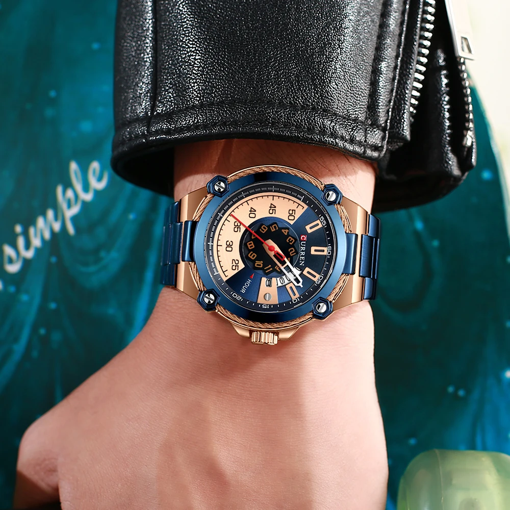 Новые креативные мужские часы модные деловые кварцевые наручные от лучшего