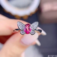 fine jewelry 925 sterling silver inlaid with natural gemstone luxury elegant butterfly pink topaz womens ol style ring support