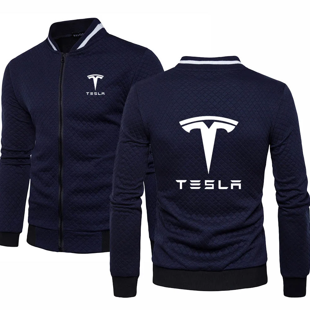 

Mens Sweatshirts Tesla Print Sweatshirt Spring Autumn Mens Jacket Long Sleeve Sportswear Casual Zipper Hoody Male Tops Clothing