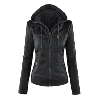 2021 new women autumn winter faux soft leather jackets coats lady black pu zipper epaule motorcycle streetwear leather jackets