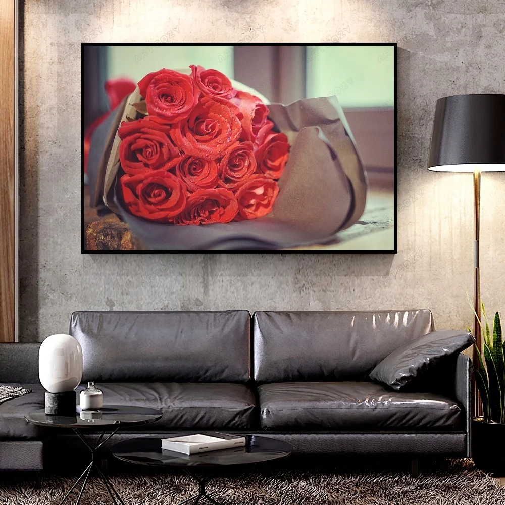 

Artcozy Oil Canvas Painting roses_bouquet_drops For Home Decoration Wall Art
