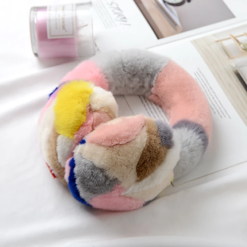 Multi-Color 1 Новые меховые наушники для женщин с натуральным кроличьим мехом, зимние теплые наушники, рождественские подарки для милых девушек, 17 цветов - Цвет: Multi-Color 1