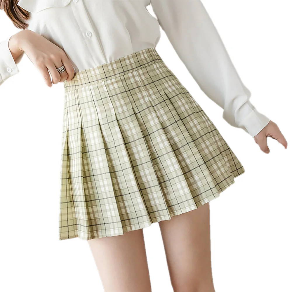 

Plaid skirts pleated skirts spring and autumn high waist 2021 fashion women's new skirt A-line thin small student skirt women