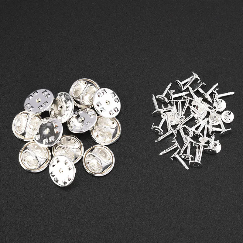 50Sets/lot Gold Rhodium Copper Nail Tie Tack Lapel Pin Back Clutch Scatter Butterfly Clasp Squeeze Badge Holder DIY Jewelry
