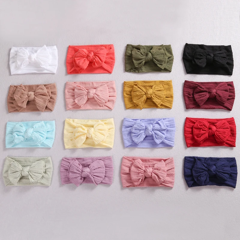 Diadema de punto con Cable para beb&eacute; y ni&ntilde;a, lazos para la cabeza, accesorios para el cabello el&aacute;sticos, turbante de nailon infantil, diadema de princesa-4