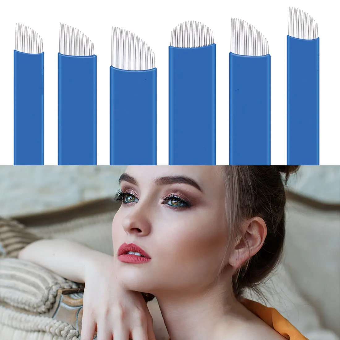 50pcs Microblading Eyebrow Tattoo needles Permanent Makeup Needle 11 12 14 16 18 Manual Tattoo Needle Blades 0.18mm