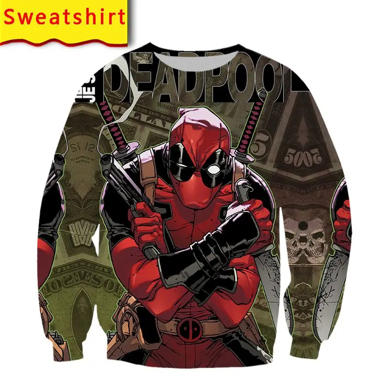 

Deadpool Hoodie Sweatshirt 3d Print Men Harajuku Shorts Pullover Jacket Graphic Streetwear Anime Clothes