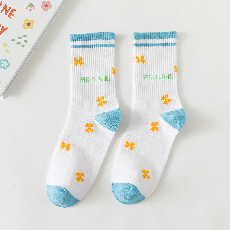 Модные хлопковые носки для взрослых с рисунком голубого неба черного белого