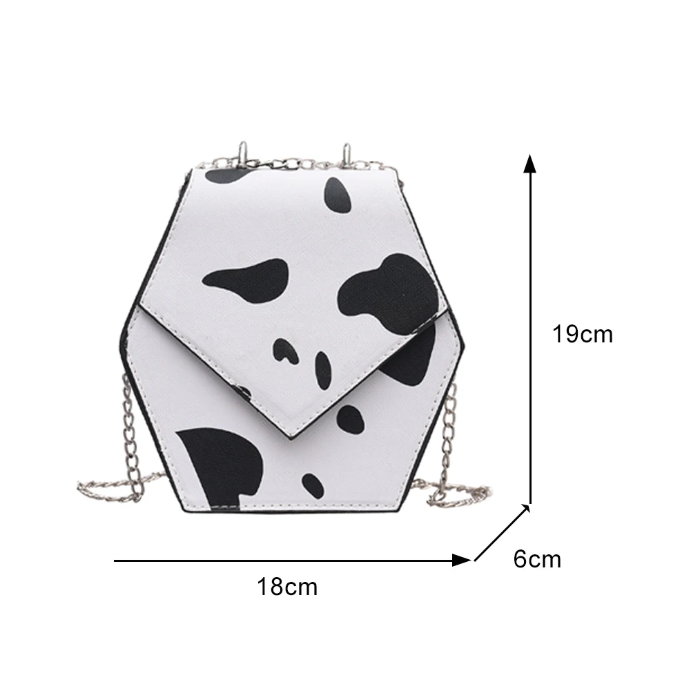 

Vintage Female Bag Hexagon Cow Pattern Print Crossbody Bags For Women 2021 New Arrival Shouder Bag Chain PU Mini top handle bags
