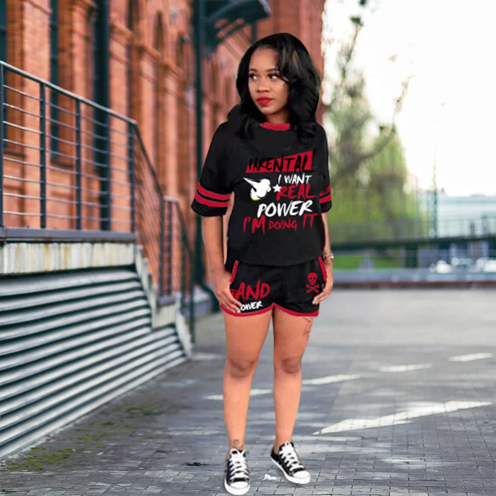 2019 мультяшный комплект из двух предметов Короткие комплекты размера плюс