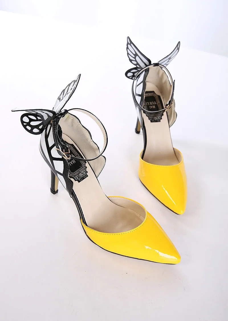 

Hollow pointed color matching high heel princess shoes