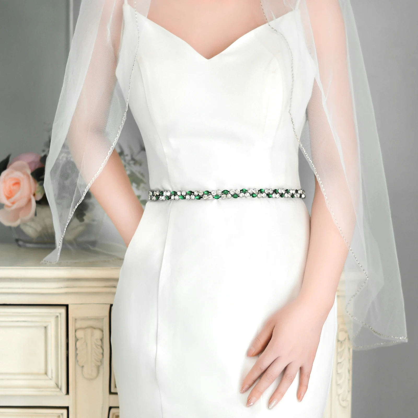 

Green Rhinestone Wedding Belts Green Dress Sashes Bridal Belt Rhinestone Belt Organza Belt Bridal Glitter Jewelry Belt for Women