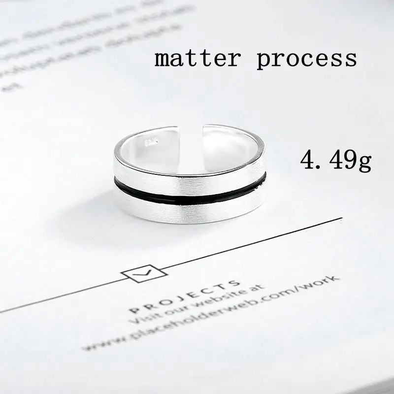 LouLeur Real 925 Silver Sterling Rings Minimalist Line High Quality Wide Ring for Women Casual Office Party Ring Fashion Jewelry - Цвет камня: L2176SR01