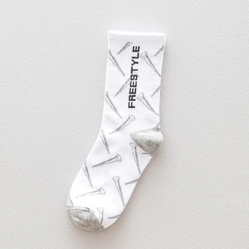 

Men and Women Socks Cotton Harajuku Black White Letter Skateboard Hip Hop Funny Soft Happy Male Sockings 2021 Fashion