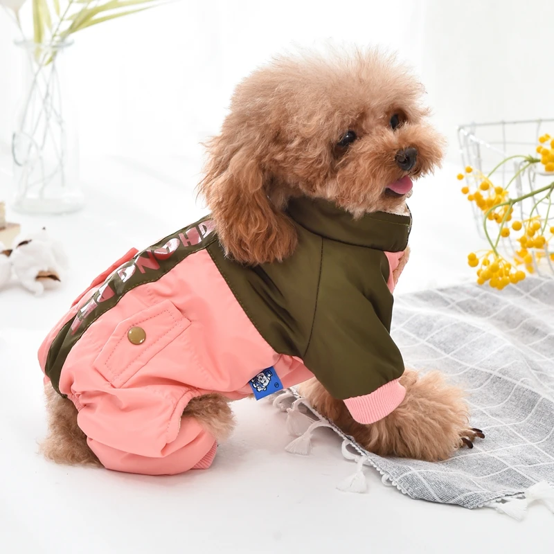 Водонепроницаемая зимняя одежда для снежной собаки красное розовое маленькое