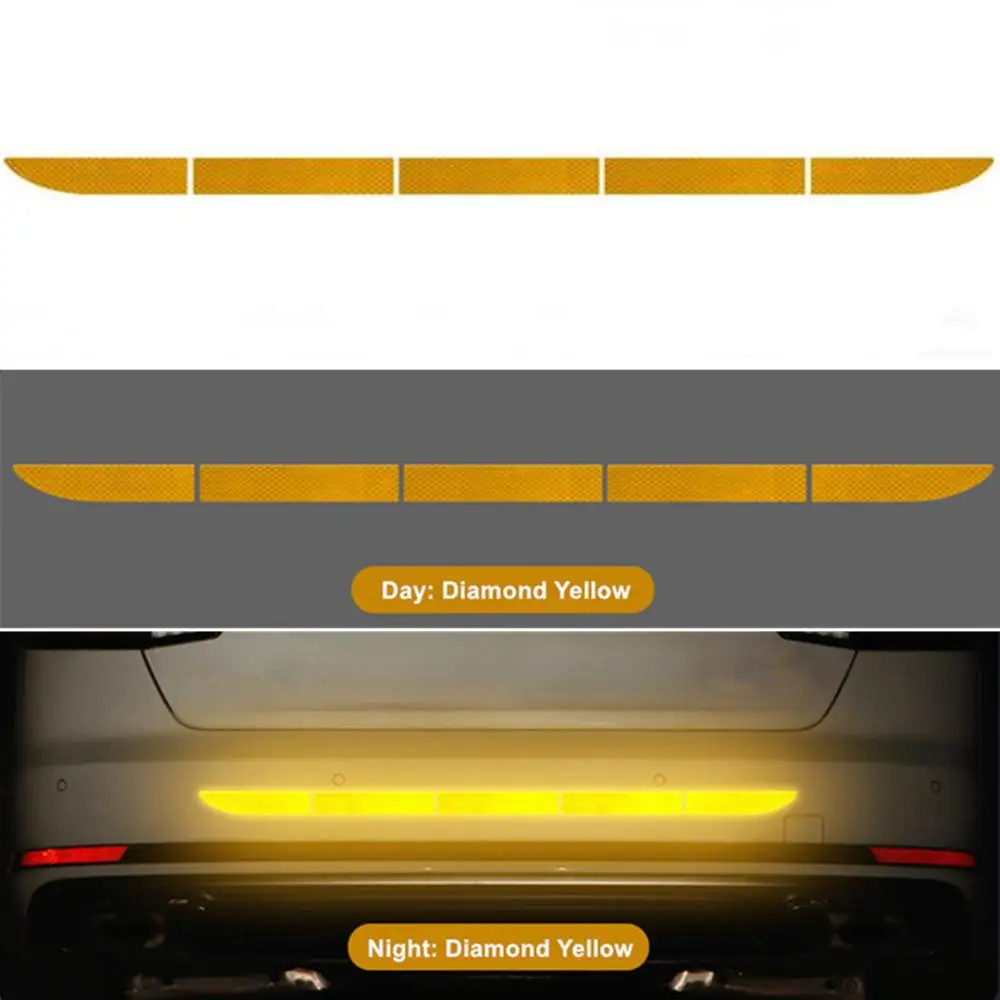 Diamond Yellow Светоотражающая наклейка для автомобиля Nano автостайлинг багажник Светоотражающая Предупреждение ющая полоса Автомобильная наклейка лента безопасности Автомобильная декоративная дополнительная накладка - Цвет: Diamond Yellow