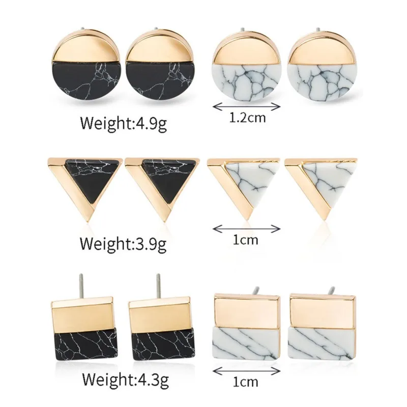 

Fashion Cute Geometric Circle Stud Earrings for Women Retro Marble Pattern Earrings Men Punk Multi Ear Piercing Jewelry Mini