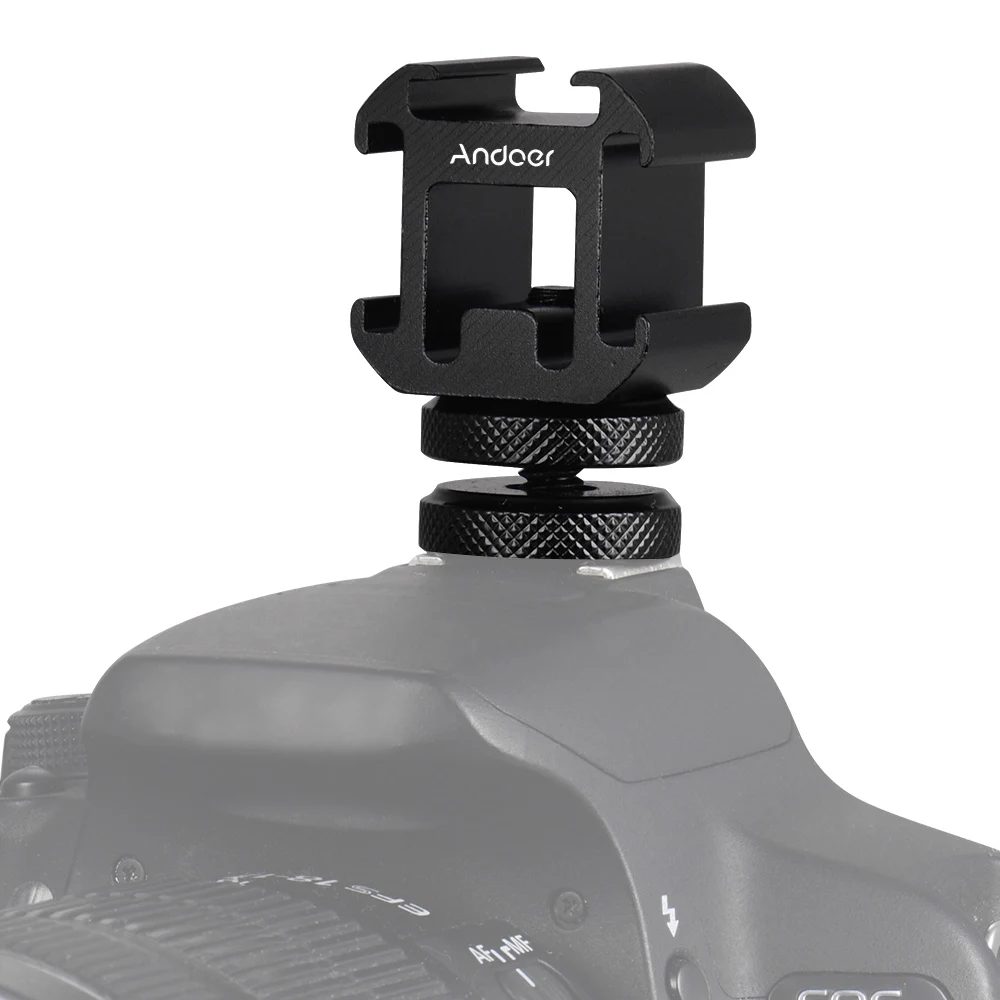 Andoer 3 Cold Shoe Mount Adapter On-Camera for Canon Nikon Sony DSLR Camera LED Video Light Microphone Monitor | Электроника