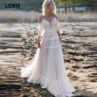 lorie bohemian wedding dresses 2020 off shoulder a line lace appliqued boho wedding gowns lacing plus size beach bridal gowns