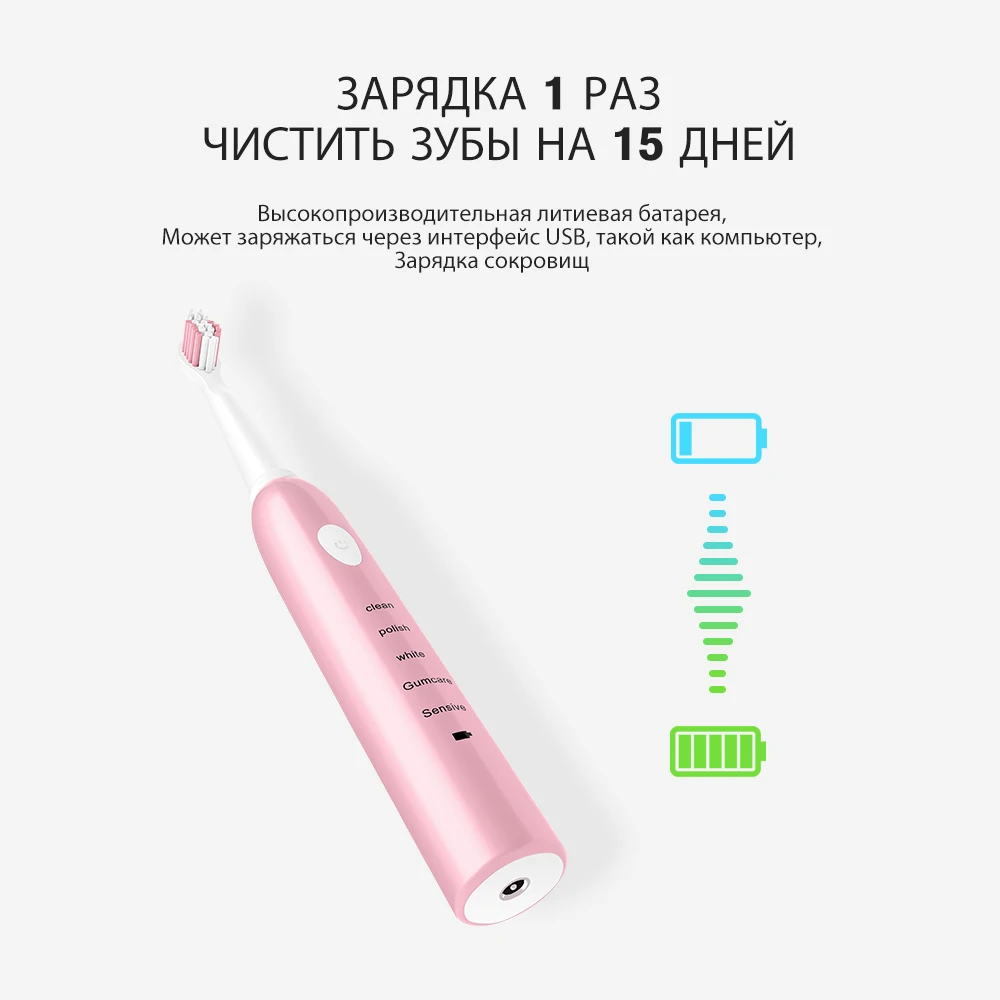 Электрическая зубная щетка power sonic, перезаряжаемая, 41000 раз/мин, ультра Звуковая, моющаяся, Электронная, отбеливающая, водонепроницаемая, зубная щетка, подарок