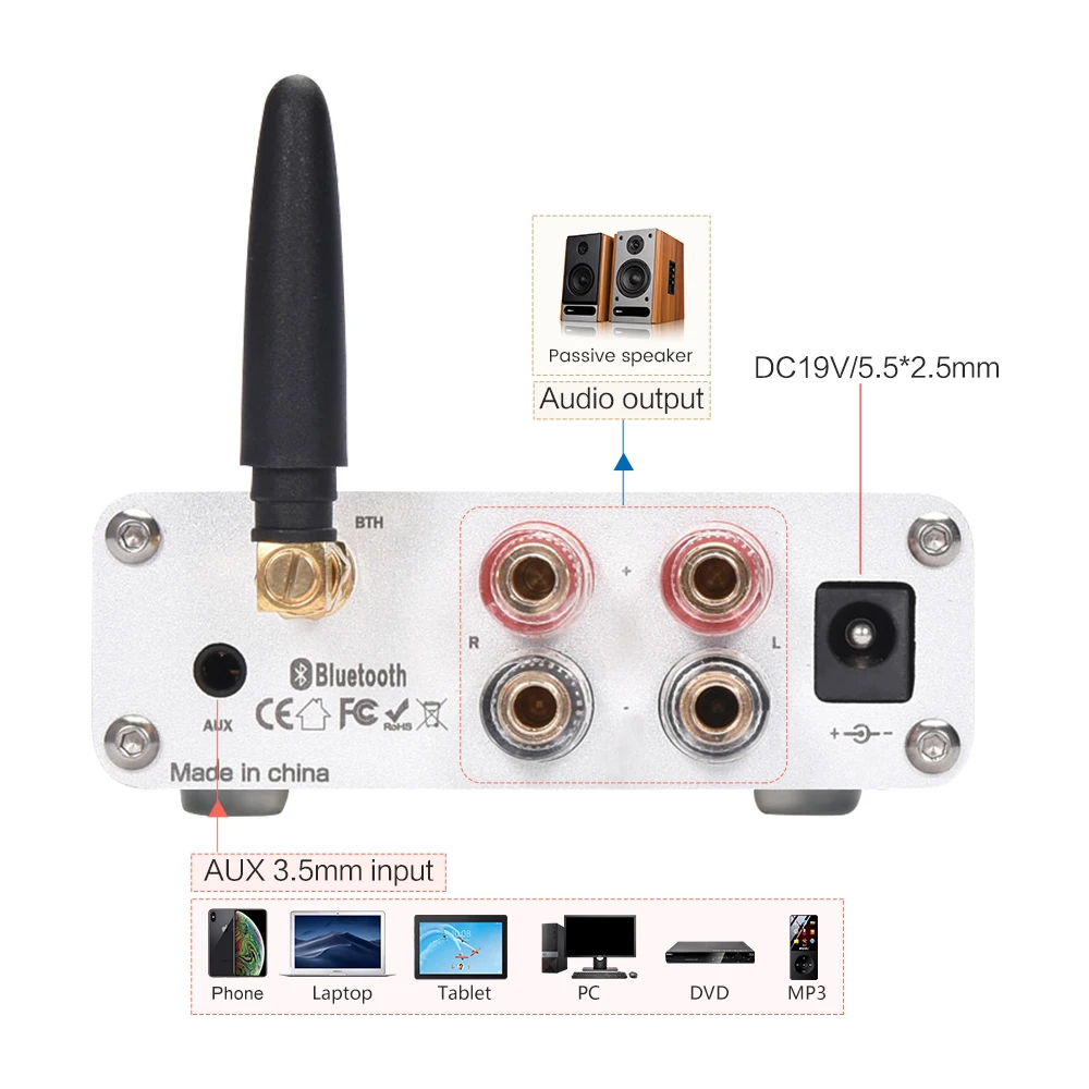 Портативный мини усилитель звука TPA3116 Чистая мощность Hifi стерео Bluetooth 5 0 50 Вт x 2
