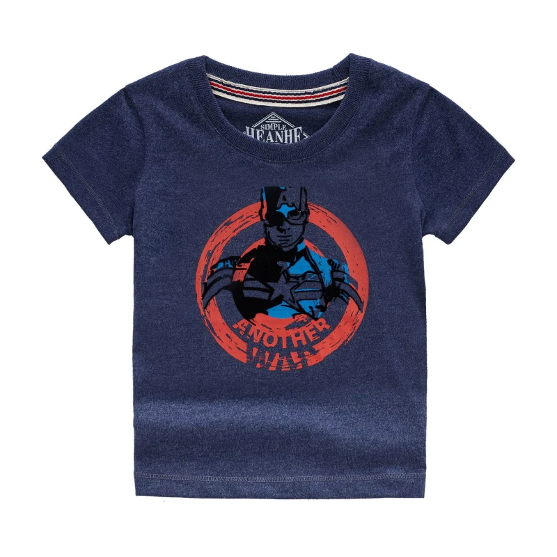 Летние детские футболки с коротким рукавом для мальчиков хлопковая Футболка Marvel