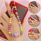 Ремешок-цепочка для телефона, пластиковый, с бусинами мобильный телефон, для защиты от потери, ожерелье для женщин, новинка 2021