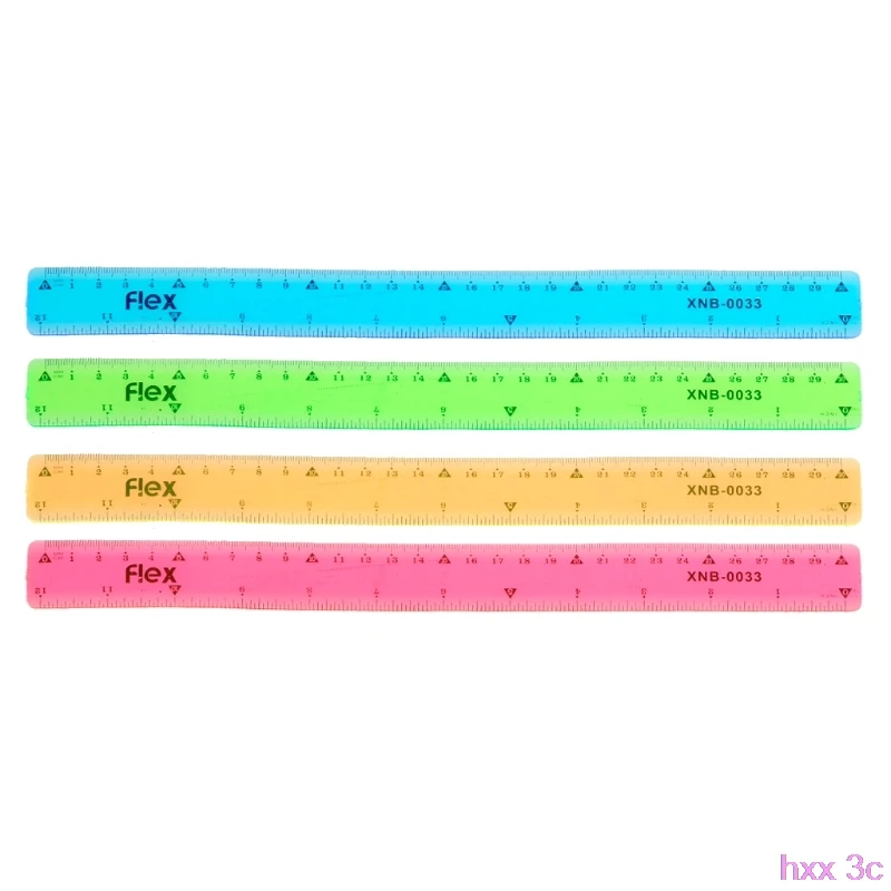 

New Soft 30cm Ruler Multicolour Flexible Creative Stationery Rule School Supply