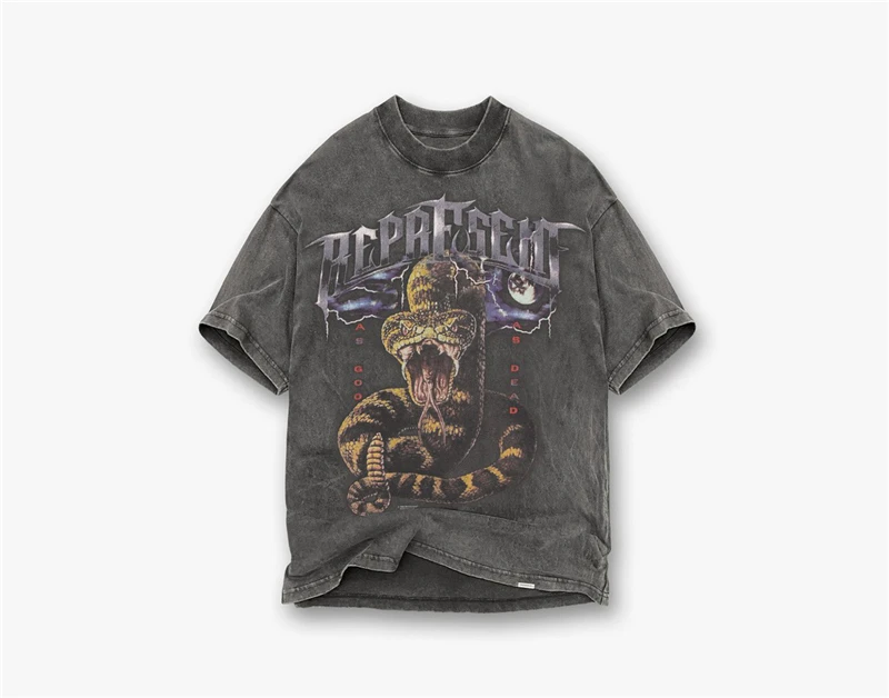 

Vintage REPRESENT AS GOOD AS DEAD T Shirt Men Women 1:1 Best-Quality Black Cobra Graphic Represent T-shirt Tops Tee