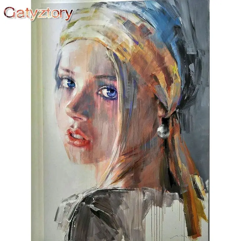 

GATYZTORY DIY Oil Painting By Numbers Figure 60x75cm Paint By Numbers On Canvas Women Frameless Hand Painting Home Decor