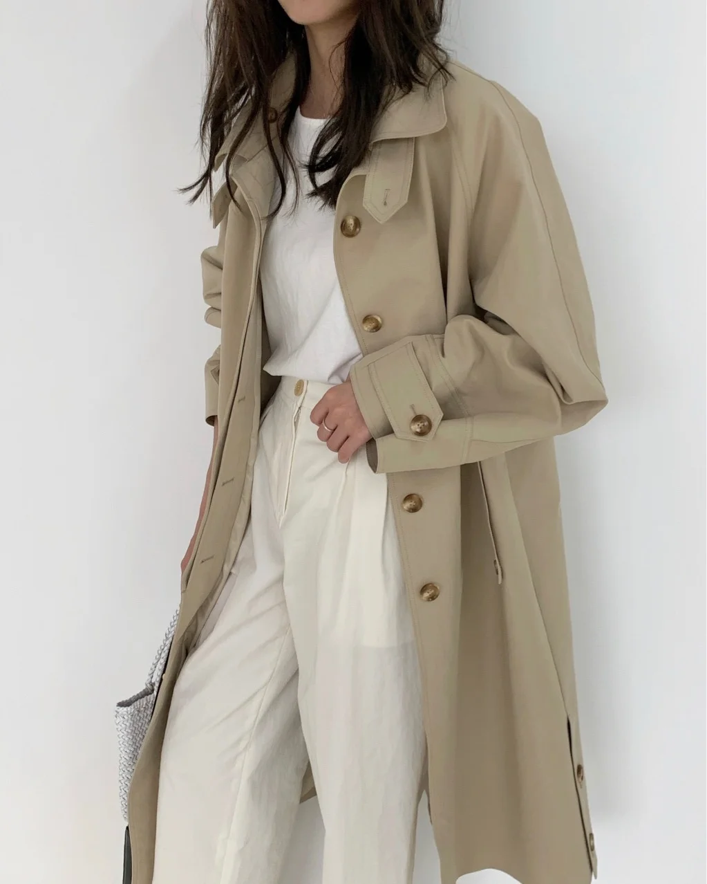 

2021 Han Dong Damen autumn and winter new coat fashionable leisure long bat sleeve single breasted windbreaker women