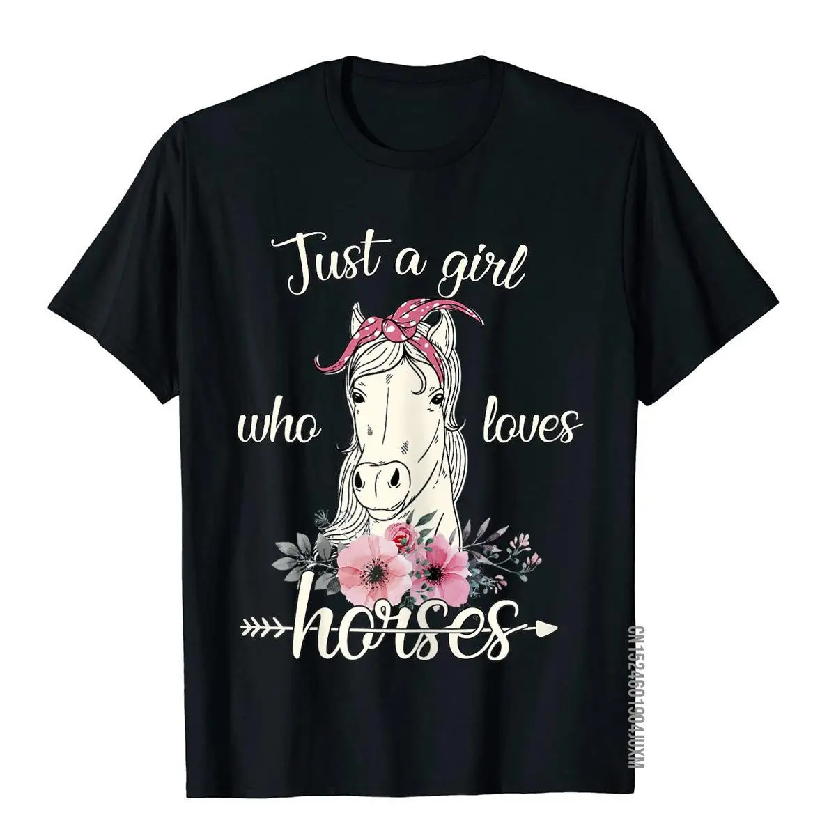 

Horse Gifts For Girls Just A Girl Who Loves Horses Graphic T-Shirt Wholesale Men Top T-Shirts Print Tops & Tees Cotton Tight