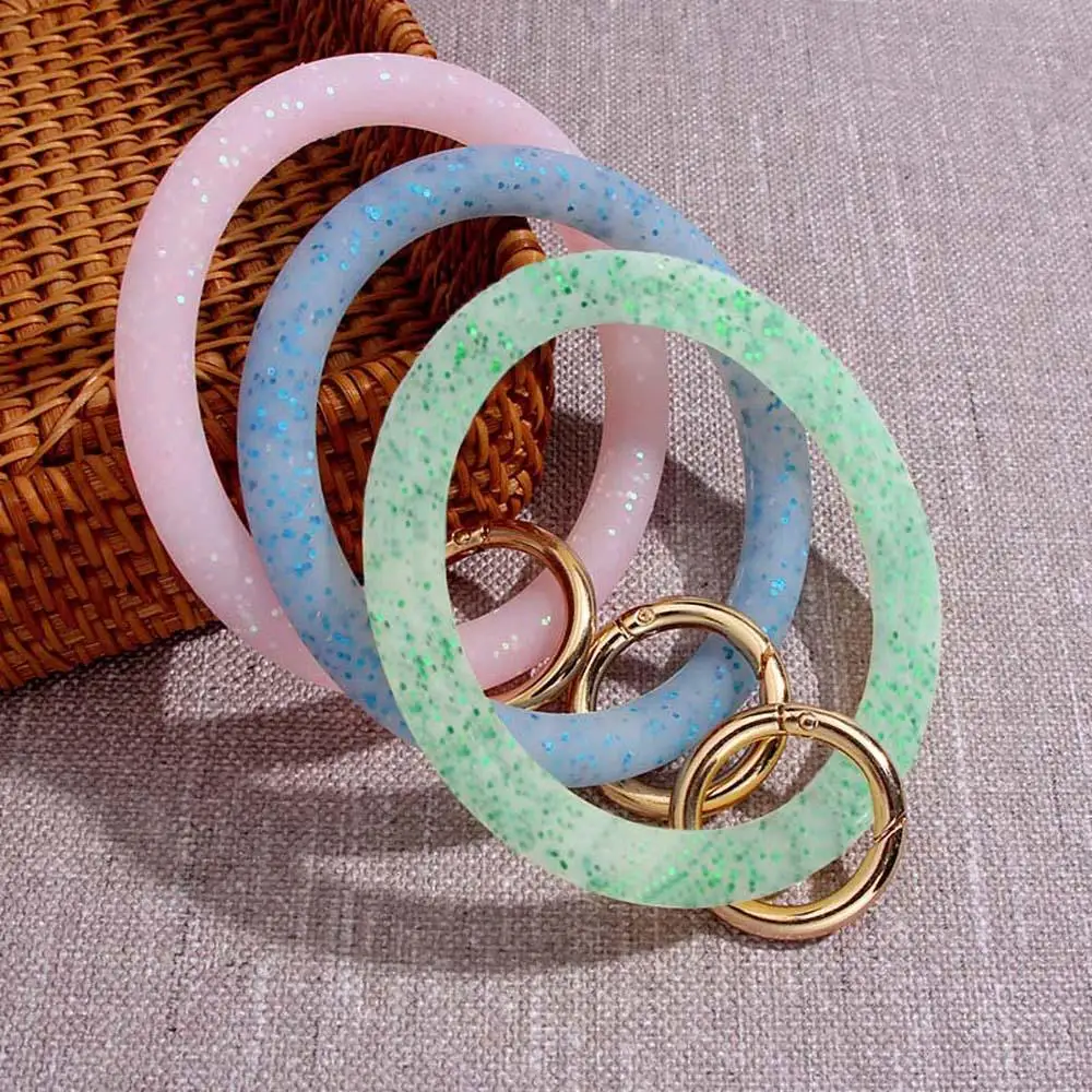 Модный Блестящий силиконовый браслет для брелка женщин Круглый автомобильный