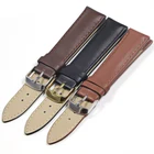 Ремешок из телячьей кожи для наручных часов, браслет из мягкого материала с серебристой пряжкой из нержавеющей стали, 18 мм 20 мм 22 мм 24 мм