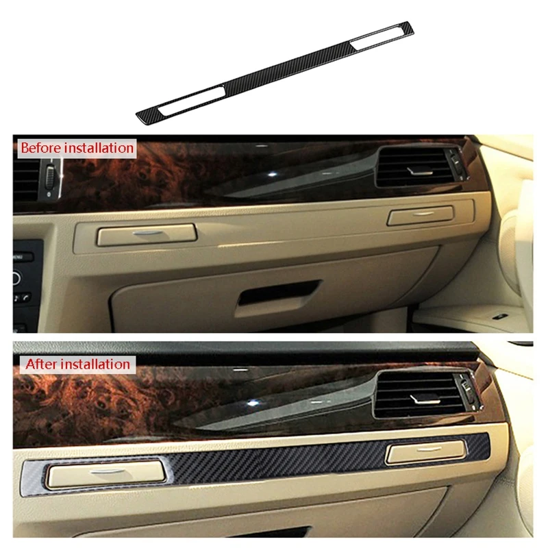 

Carbon Fiber Dashboard Cup Holder Decoration Strips Trim Stickers For-BMW 3 Series E90 E92 2005-2012 LHD