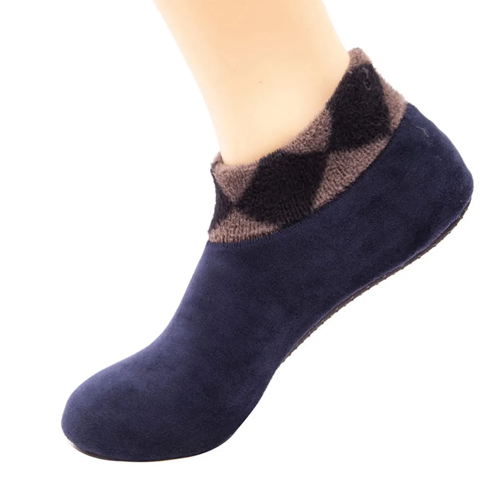 Navy blue Male Теплые зимние носки для мужчин и женщин; нескользящие домашние мягкие Повседневные тапочки; чулочно-носочные изделия; XIN-Shipping - Цвет: Navy blue Male