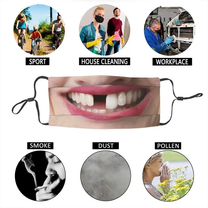 

Funny Missing Teeth Smile Mask Adult Men Anti Dust Smiley Face Mask Protection Respirator Breathable Mouth Muffle