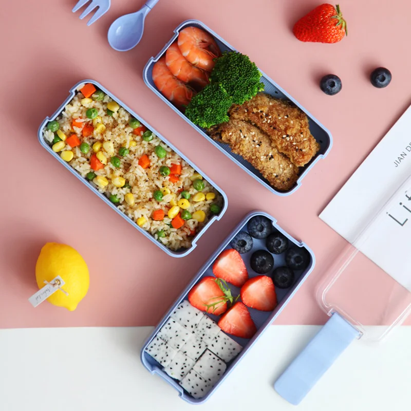 3 слоя с столовыми приборами Bento Box экологичный Ланч бокс новый контейнер для