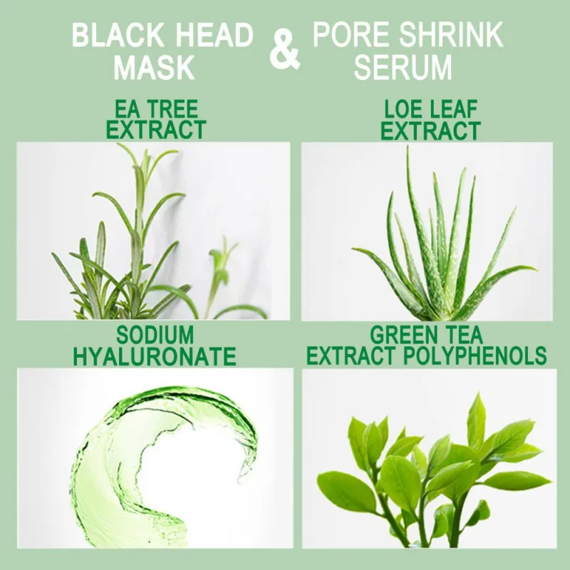 

Tea Tree Oil Blackhead Remover Mask Kit Tear - off acne - removing Pore Shrinkage Fluid Nose Strips Pore Strips Peeling Mask Set