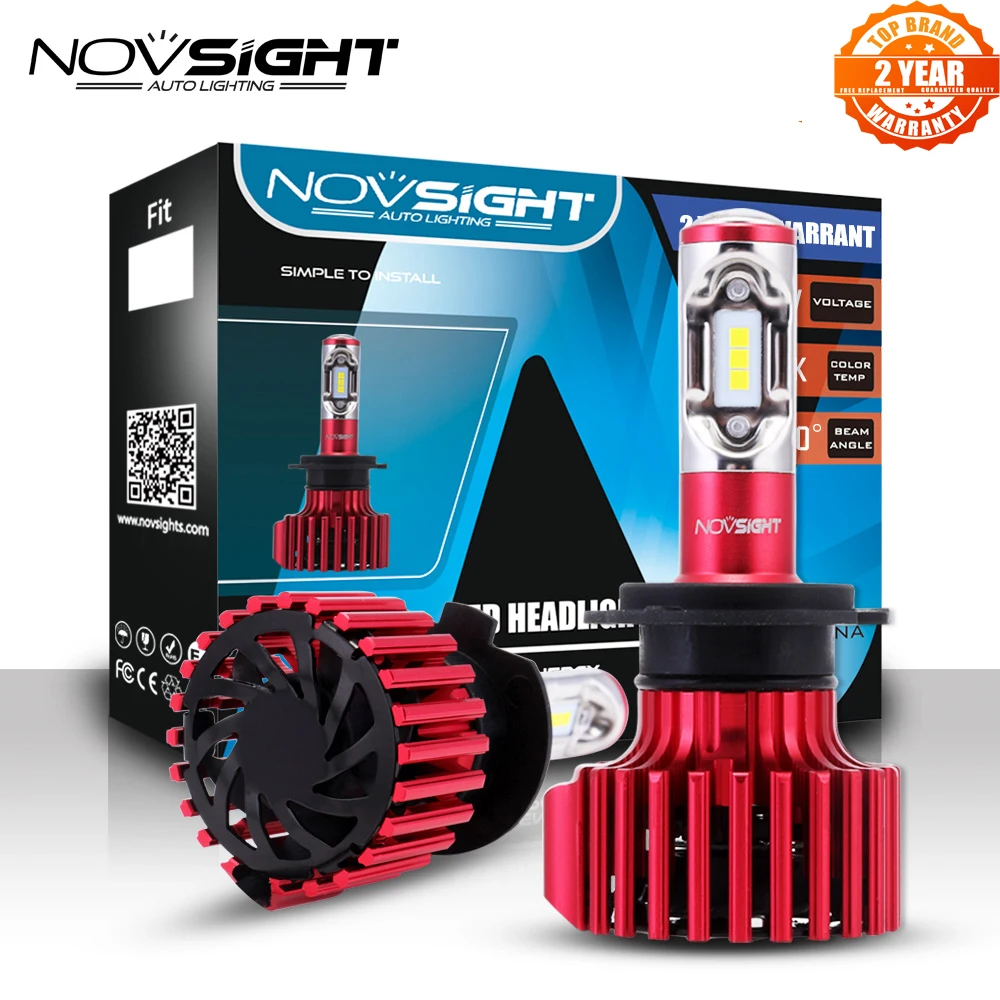 Светодиодные лампы NOVSIGHT H7 H4 H3 H11 9005 9006 9007 H15 D1 для автомобильных фар 60 Вт 6500 лм