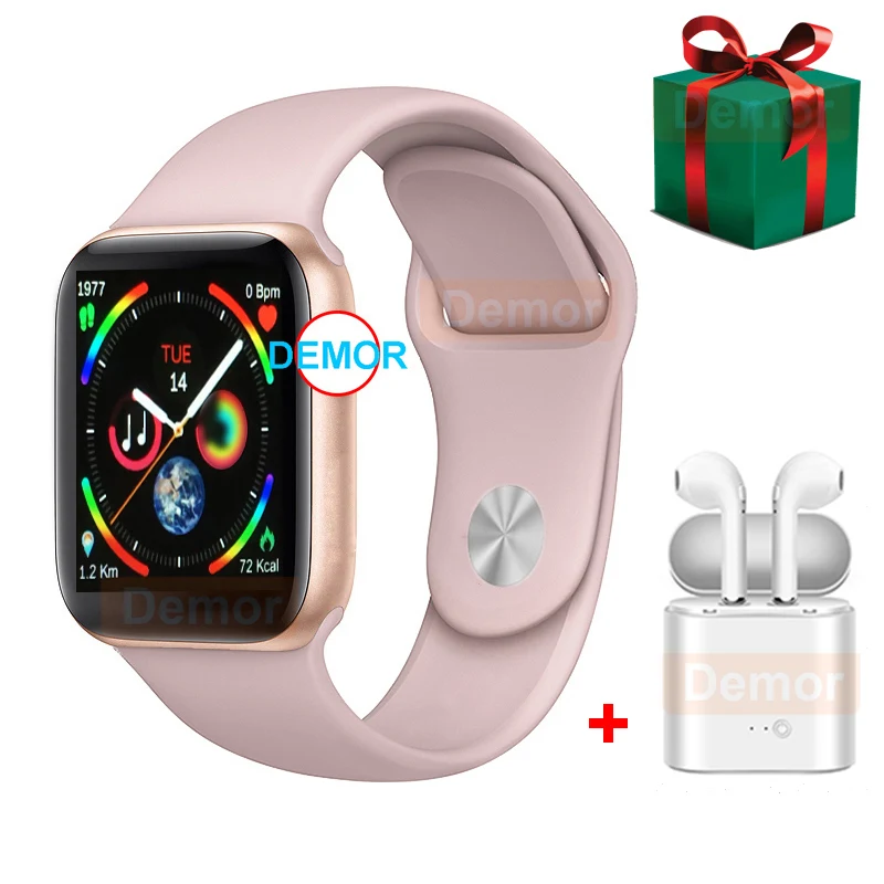 Розовый DEMOR IWO 9 Смарт-часы gps серии 4 44 мм монитор сердечного ритма Smartwatch для Xiaomi iPhone huawei Android телефон гарнитура подарок - Цвет: Розовый