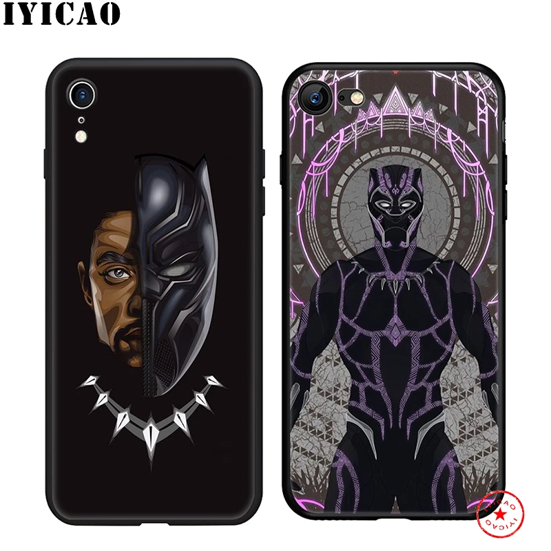 IYICAO Черная пантера Marvel мягкий чехол для телефона iPhone 11 Pro XR X XS Max 6 6S 7 8 Plus 5 5S SE