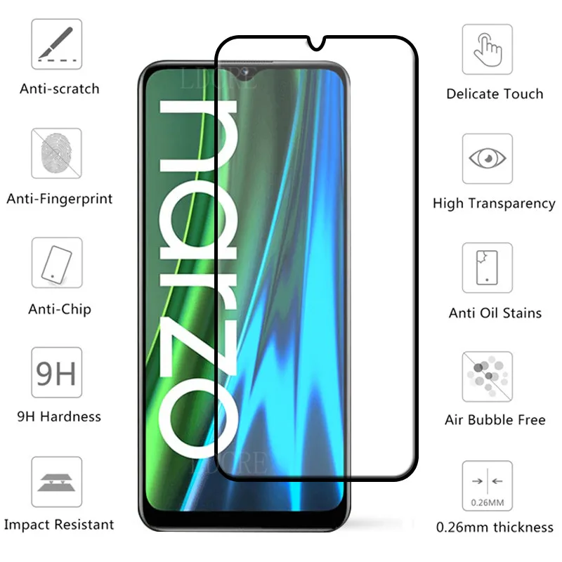 4 in 1 for oppo realme narzo 50i glass for realme narzo 50i tempered glass full screen protector for realme narzo 50i lens glass free global shipping