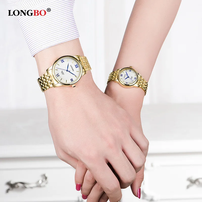 

Long Bo steel belt man watches wholesale business couple watches waterproof quartz watch female factory direct sale
